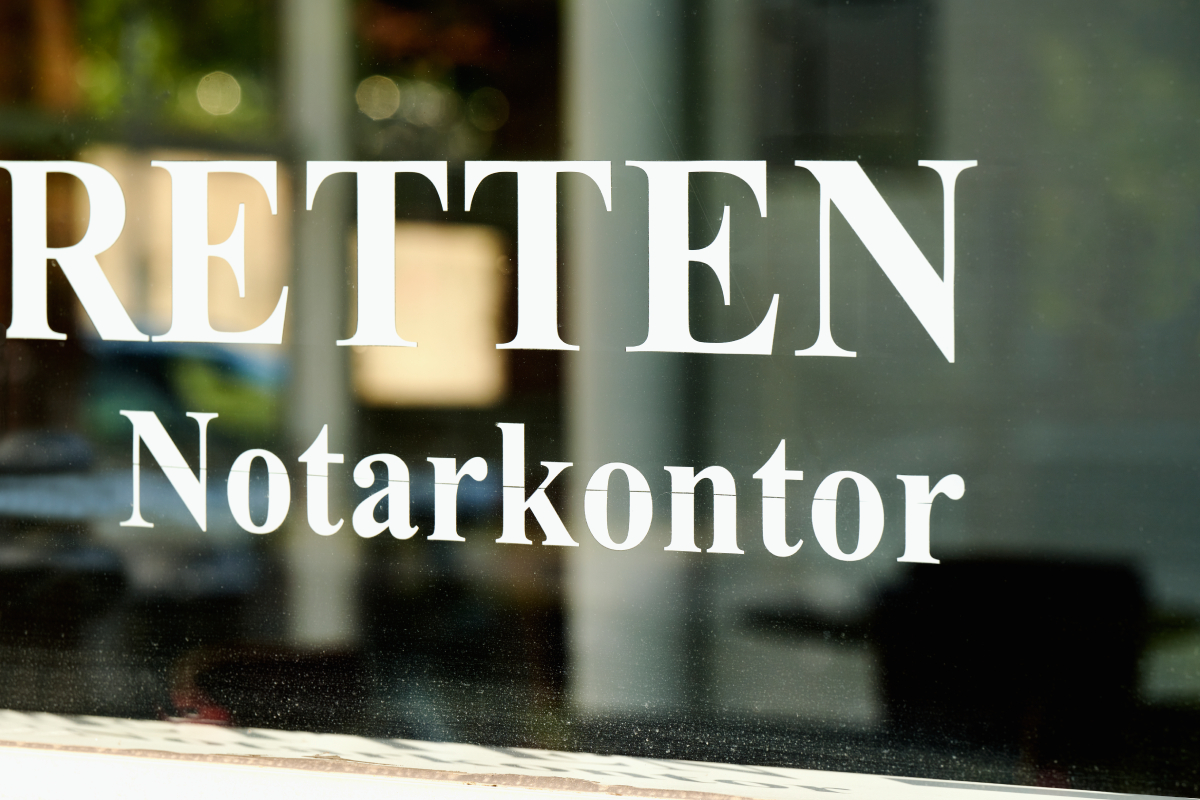 Skilt til Retten i Odense, notarkontoret